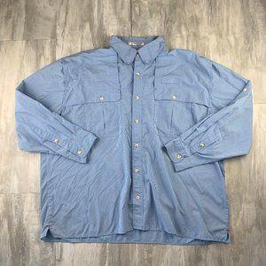 SOLD Orvis Trout Bum Mens XXL Blue Outdoor Shirt Button Down Long Sleeve EUC